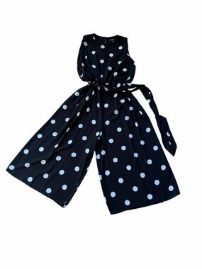 Ignight Evenings Polka Dot Black & White Sleeveless Jumpsuit with Pockets